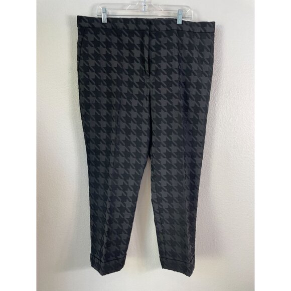NEW Ann Taylor Womens Plus 18 Houndstooth High Rise Slim Leg Ankle Pants - Picture 2 of 12